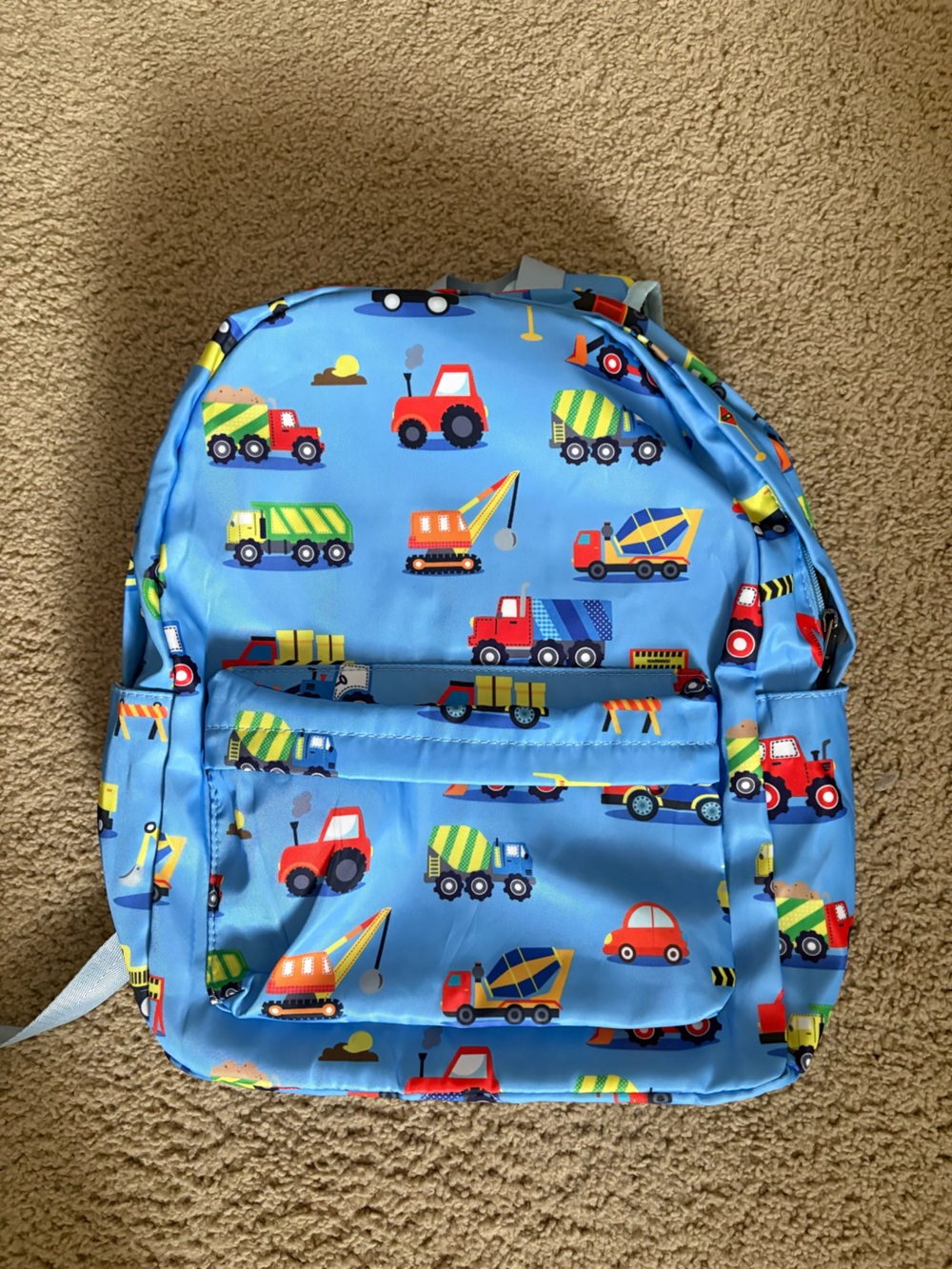 Kids Blue Construction Vehicles Backpack